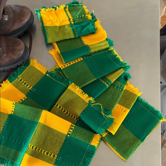 Woven Napkins Set/8 Yellow Green Hand Made Costa Rican NWOT Green Bay Packers! - Picture 3 of 8